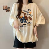 ベージュ | かわいいプリント半袖カジュアルTシャツ | WITCH