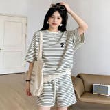 ボーダー柄半袖Tシャツ&ショートパンツセットアップ | WITCH | 詳細画像11