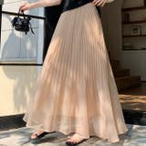 ベージュ | 軽やかなシアーに細やかな折り目が特徴のロング丈プリーツスカート | WITCH
