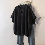 ブラック | ターンバック袖ルーズフィットスキッパーブラウス | WITCH