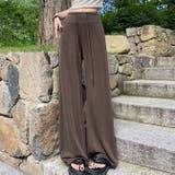 ブラウン | 夏薄手ドロストハイウエストワイドパンツ | WITCH