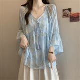 シフォンブラウス刺しゅう入りでVネックデザイン | WITCH | 詳細画像7 