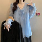 シアー楊柳フリルブラウスふんわりとしたギャザーシルエット | WITCH | 詳細画像17