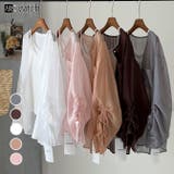 キャミプレゼント袖シャーリングシアー素材シャツブラウス | WITCH | 詳細画像1
