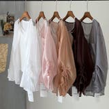 キャミプレゼント袖シャーリングシアー素材シャツブラウス | WITCH | 詳細画像9