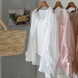 キャミプレゼント袖シャーリングシアー素材シャツブラウス | WITCH | 詳細画像17