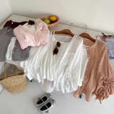 キャミプレゼント袖シャーリングシアー素材シャツブラウス | WITCH | 詳細画像18