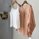 オレンジ | キャミプレゼント袖シャーリングシアー素材シャツブラウス | WITCH
