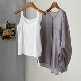 グレー | キャミプレゼント袖シャーリングシアー素材シャツブラウス | WITCH