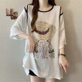 ホワイト | 肩見せグラフィックプリントTシャツ | WITCH