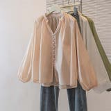 ピンク | シアーフレアブラウスぽわん袖のデザイン | WITCH