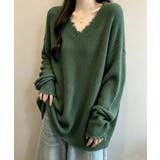 ダメージ加工 Vネック・オーバーサイズニット | WITCH | 詳細画像9 