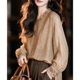 ブラウン | シャンパンゴールドの長袖ブラウス | WITCH