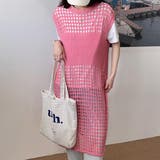 ピンク | 透かしかぎ編み ノースリーブワンピース 新作 | WITCH