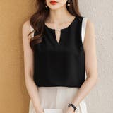 ブラック | ノースリーブ シルク シフォン ブラウス  夏 新作 | WITCH