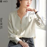ボタン綺麗 上品ブラウス Vネック 長袖 トップス 秋 冬 新作 | WITCH | 詳細画像1