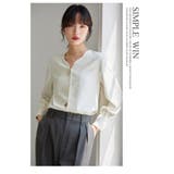 ボタン綺麗 上品ブラウス Vネック 長袖 トップス 秋 冬 新作 | WITCH | 詳細画像3