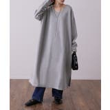 グレー | ワンピース ロングワンピース レディース ロング Vネック 大きいサイズ 長袖 | HUG.U