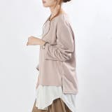 ベージュピンク | トップス レディース ボートネック ロングTシャツ ロング Tシャツ カットソ | HUG.U