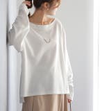 ホワイト | トップス レディース ボートネック ロングTシャツ ロング Tシャツ カットソ | HUG.U