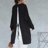 ブラック | シャツ レディース トップス 長袖 ブラウス バックリボン バックオープン ゆ | HUG.U