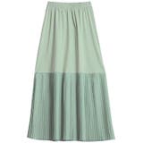 プリーツペールミント | スカート ロング プリーツ シフォン レース ペチコート インナー レイヤー | HUG.U