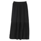 プリーツブラック | スカート ロング プリーツ シフォン レース ペチコート インナー レイヤー | HUG.U