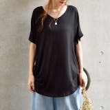 ブラック | トップス レディース Tシャツ カットソー 半袖 Vネック 無地 シンプル ド | HUG.U
