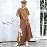 ワンピース レディース ロングワンピース ロング 半袖 丸首 ウエストリボン | HUG.U | 詳細画像19