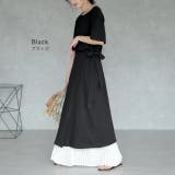 ワンピース レディース ロングワンピース ロング 半袖 丸首 ウエストリボン | HUG.U | 詳細画像9