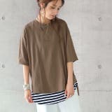 アッシュモカ | Tシャツ レディース 半袖 綿 トップス カットソー ビッグシルエット Uネッ | HUG.U