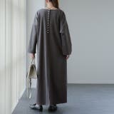チャコールグレー | ワンピース Aライン ロングワンピース パール レディース 長袖 結婚式 パー | HUG.U