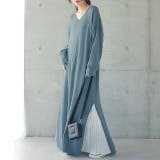 アッシュブルー | ワンピース ニットワンピース レディース ロングワンピース ロング 長袖 | HUG.U
