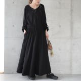 ブラック | ワンピース レディース  ロングワンピース ロング 長袖 マキシ フレア きれ | HUG.U