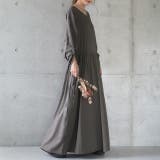 サファリグレー | ワンピース レディース  ロングワンピース ロング 長袖 マキシ フレア きれ | HUG.U