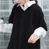 ブラック | ニット ベスト レディース レイヤード ニットベスト トップス セーター 半袖 | HUG.U