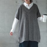 グレー | ニット ベスト レディース レイヤード ニットベスト トップス セーター 半袖 | HUG.U