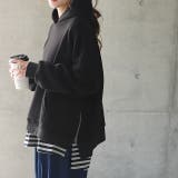 ブラック | パーカー レディース 裏シャギー トップス トレーナー スウェット サイドジッ | HUG.U