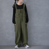 カーキ | オールインワン レディース  サロペット 大きいサイズ オーバーオール | HUG.U