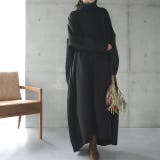 ブラック | ワンピース レディース ロングワンピース プリーツ 長袖 バックプリーツ | HUG.U