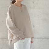 エクリュベージュ | トップス スウェット レディース トレーナー 無地 長袖 レイヤード | HUG.U