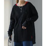 ブラック | ロンT レディース トップス カットソー 長袖 ロングTシャツ Tシャツ 無地 | HUG.U