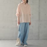 ペールコーラル | シャツ リネンシャツ レディース リネン トップス 長袖 ドロップショルダー | HUG.U