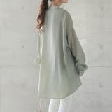 ペールグリーン | シアーシャツ レディース シアー シャツ トップス ドロップショルダー ロング | HUG.U