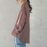 ローズブラウン | シアーシャツ レディース シアー シャツ トップス ドロップショルダー ロング | HUG.U