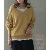 ニット トップス レディース Vネック 大きいサイズ 無地 シンプル 綿100 | HUG.U | 詳細画像3 