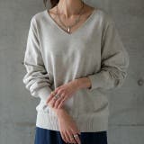 ミックスグレー | ニット トップス レディース Vネック 大きいサイズ 無地 シンプル 綿100 | HUG.U