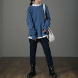 アッシュブルー | トップス レディース ワッフル トレーナー サーマル カットソー Tシャツ シ | HUG.U
