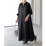 ブラック | ワンピース レディース シャツワンピース バンドカラー ロングワンピース | HUG.U