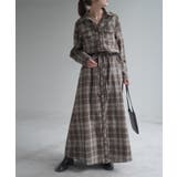 チェック柄ブラウン(トール丈) | ワンピース レディース 長袖 ロングワンピース シャツワンピース マキシワンピ | HUG.U